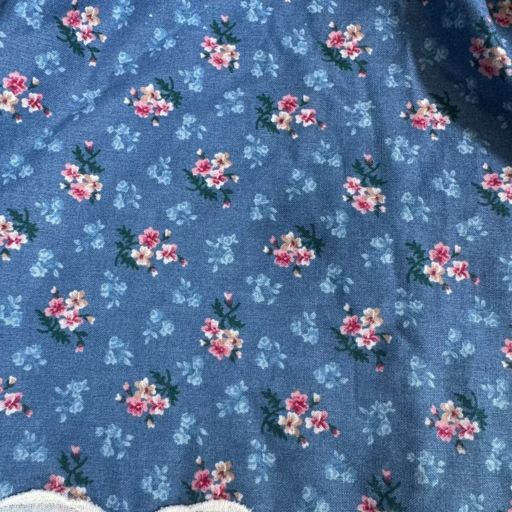 Fiesta Mi Lado Margaret Platt Ribbon Skirt Womens Blue Floral Ric Rac Lace Multi
